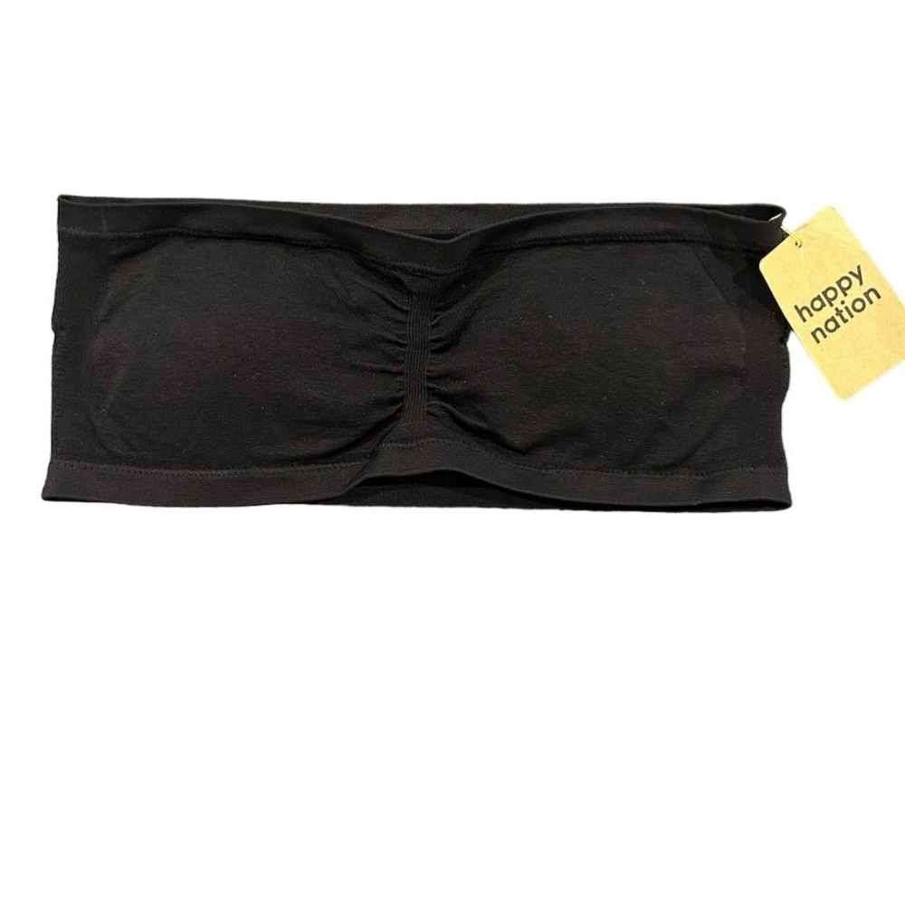 Happy Nation Bandeau Bra Womens Size Medium Black Strapless